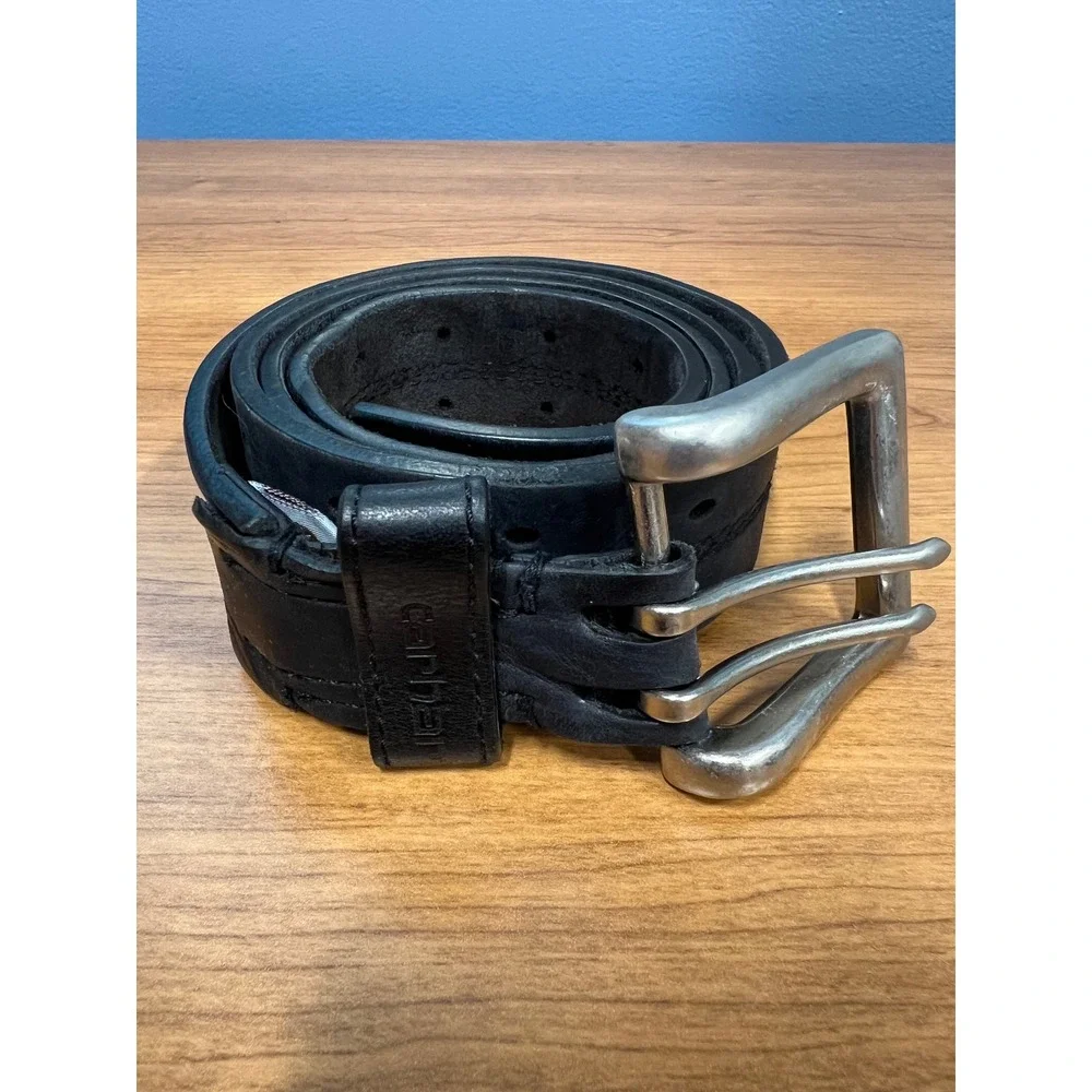 Carhartt Mens Black Leather Double Prong Roller Buckle Work Belt 36 2236-001-36